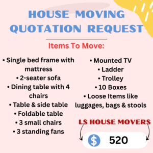 LS House Movers Price Quotation For House Moving Enquiry