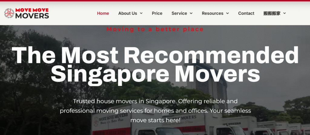 Move Move Movers Website Home Page Screenshot
