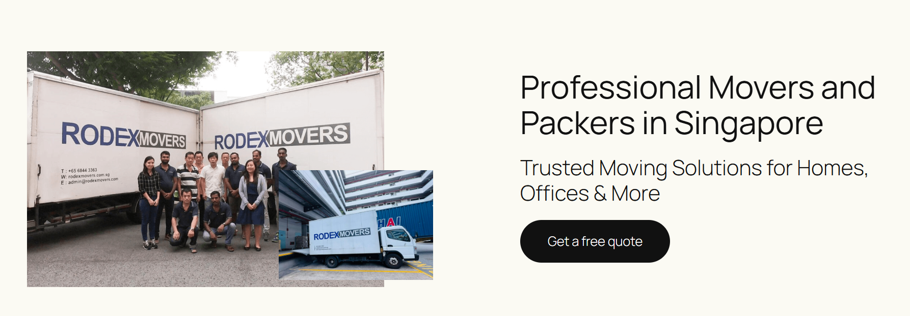 Rodex Movers Website Home Page