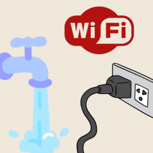 wifi and water from tap and electricity